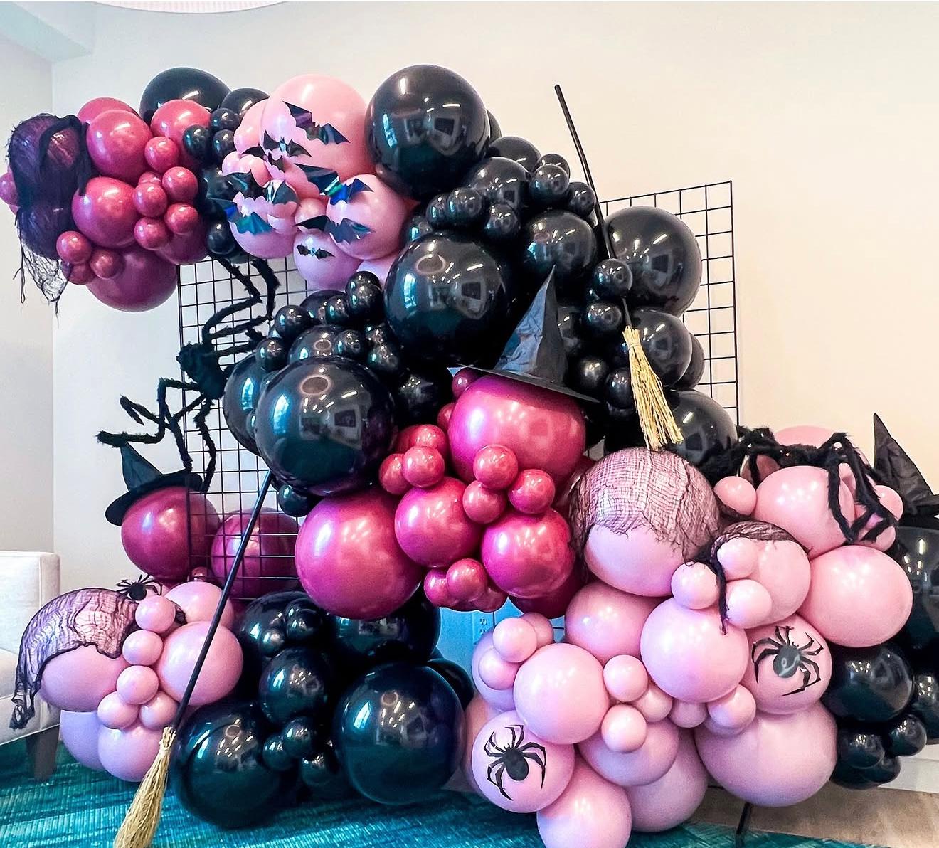 Pinkoween Witch Balloon Wall — Halloween Balloon Garland in Miami — balloon delivery in Miami, FL